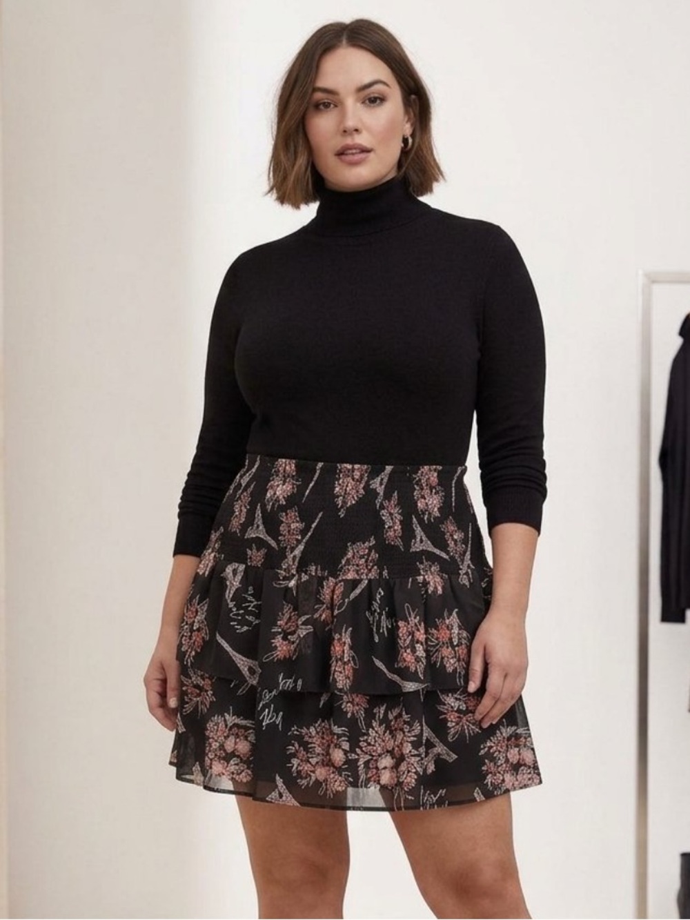 NWT Karl Lagerfield Paris Everyday Printed Ruffle Skirt Size XL
